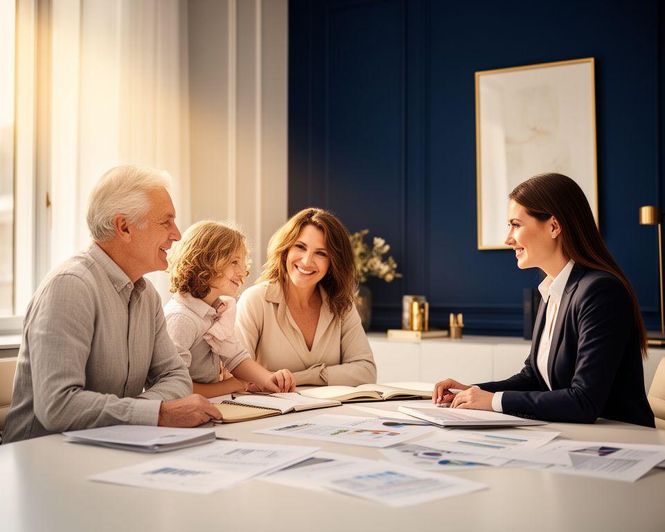 Famiglia che pianifica serenamente il futuro previdenziale con un consulente